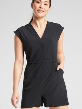 Athleta Black V-Neck Romper Size XL
